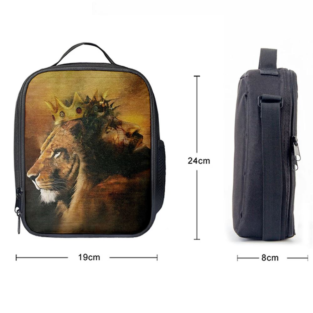 Jesus And King Lion Lunch Bag, Christian Lunch Box For School, Picnic