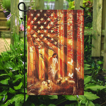 Jesus And Lamb, Garden Flag, Christian Flag, Scripture Flag, Garden Banner