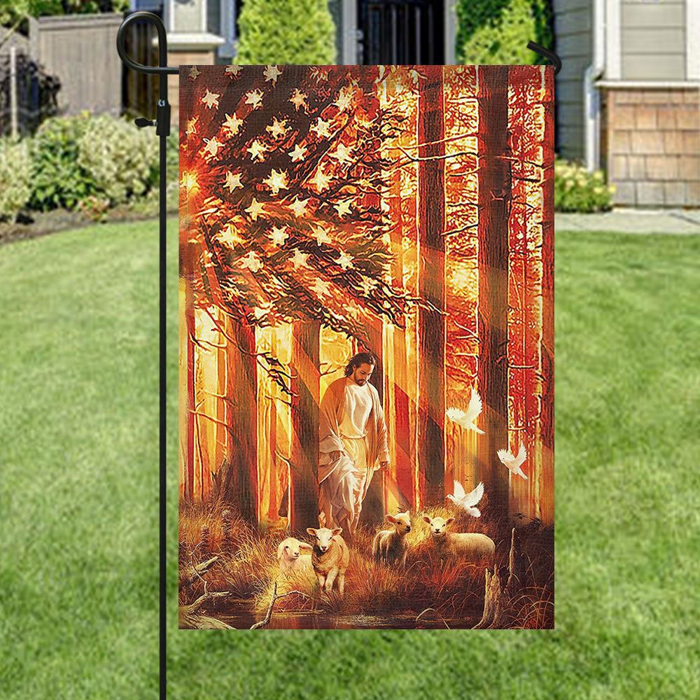 Jesus And Lamb, Garden Flag, Christian Flag, Scripture Flag, Garden Banner