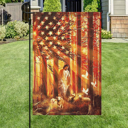 Jesus And Lamb, Garden Flag, Christian Flag, Scripture Flag, Garden Banner