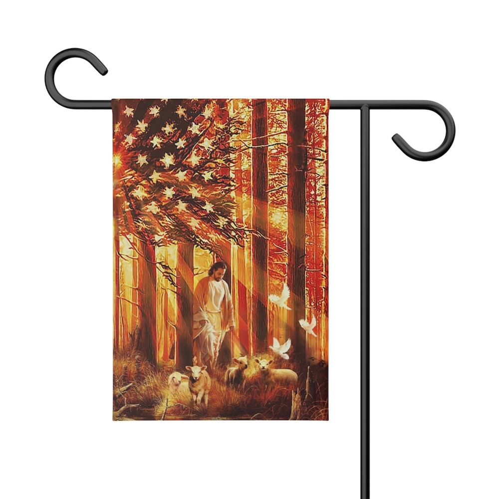 Jesus And Lamb, Garden Flag, Christian Flag, Scripture Flag, Garden Banner