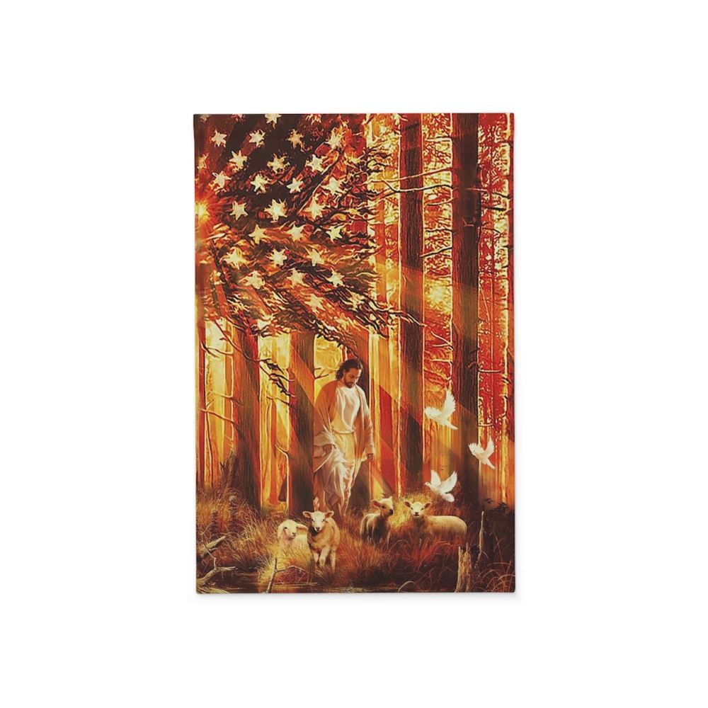 Jesus And Lamb, Garden Flag, Christian Flag, Scripture Flag, Garden Banner
