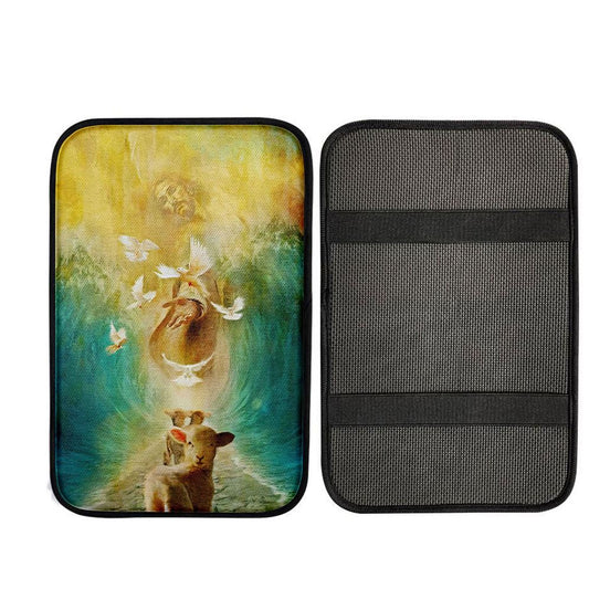 Jesus And Lambs Car Center Console Cover, Christ Car Armrest Accessories