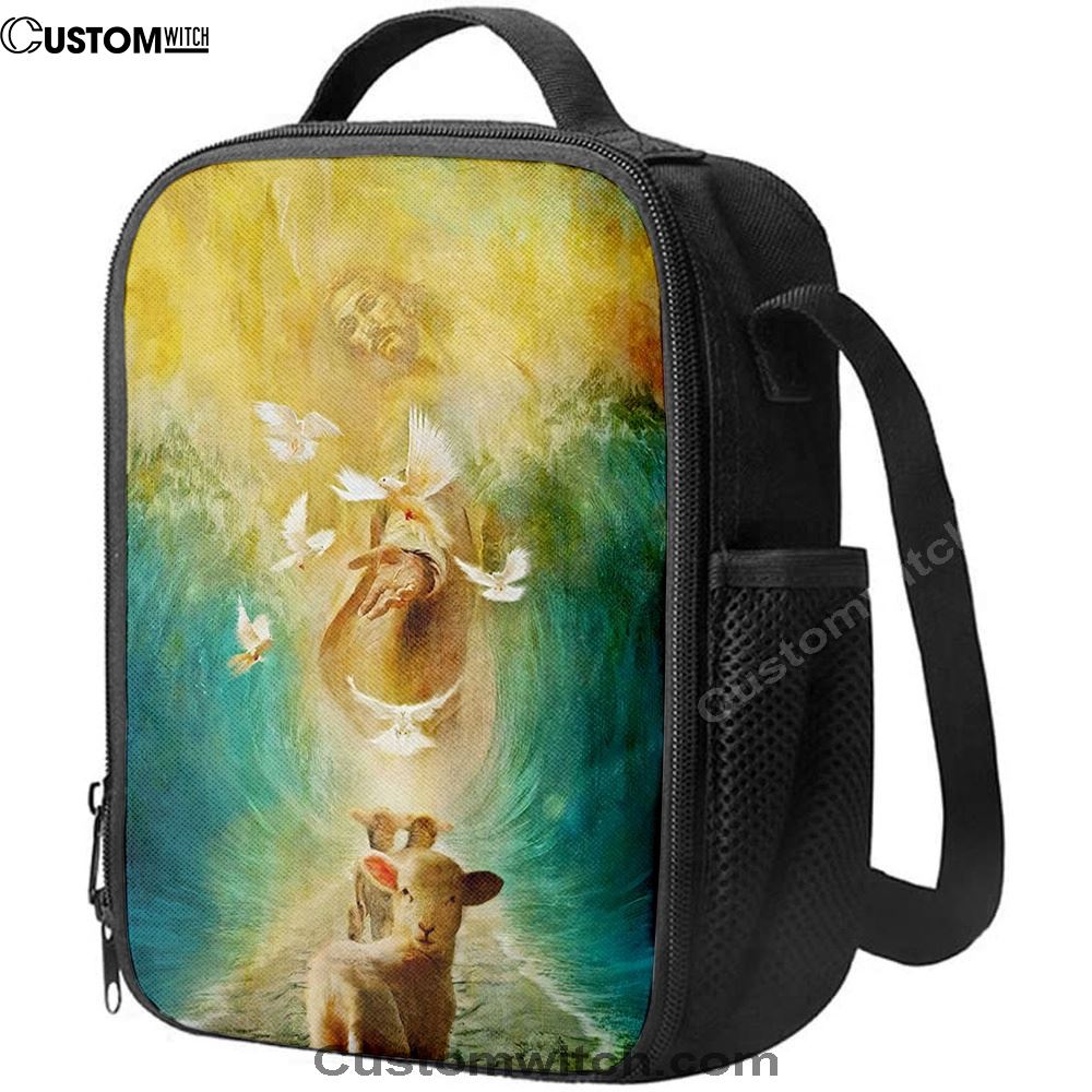Jesus And Lambs Lunch Bag, Christian Lunch Box For School, Picnic