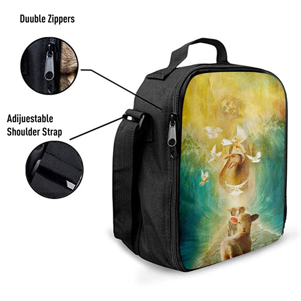 Jesus And Lambs Lunch Bag, Christian Lunch Box For School, Picnic