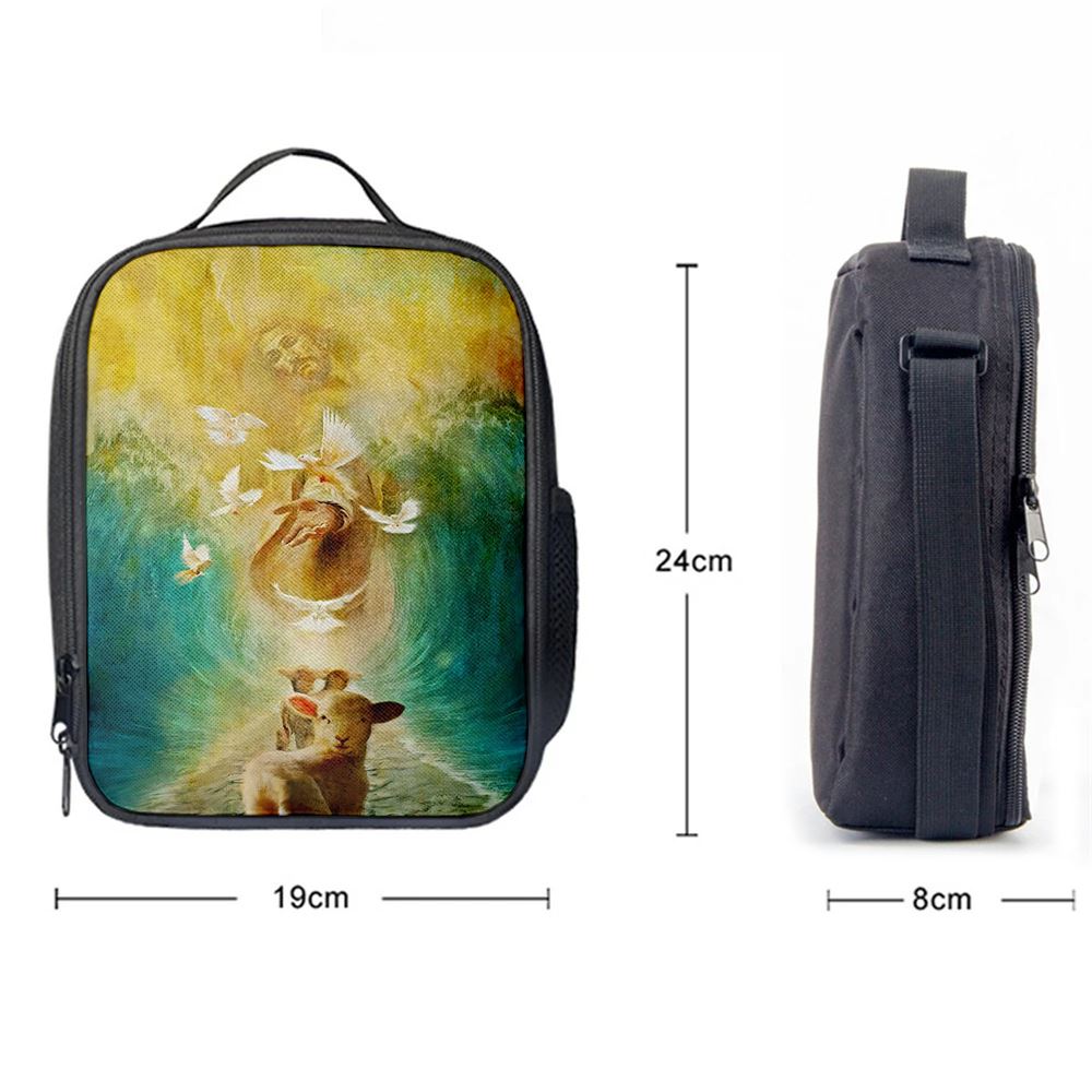 Jesus And Lambs Lunch Bag, Christian Lunch Box For School, Picnic