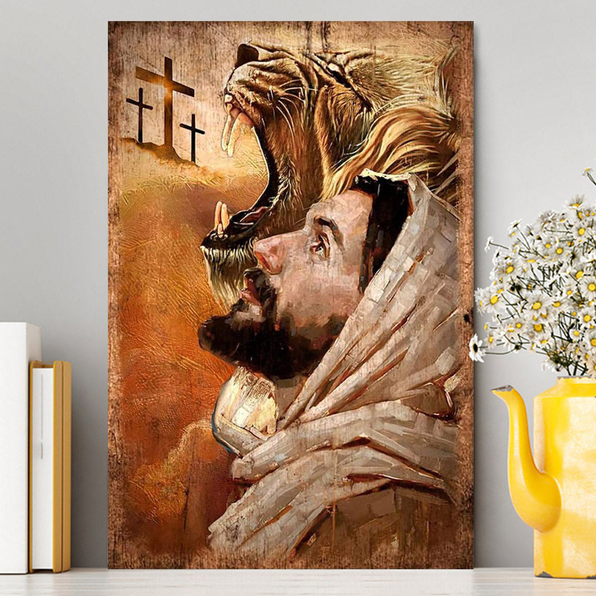 Jesus And Lion Canvas Prints - Lion Canvas Art - Christian Inspirational Canvas