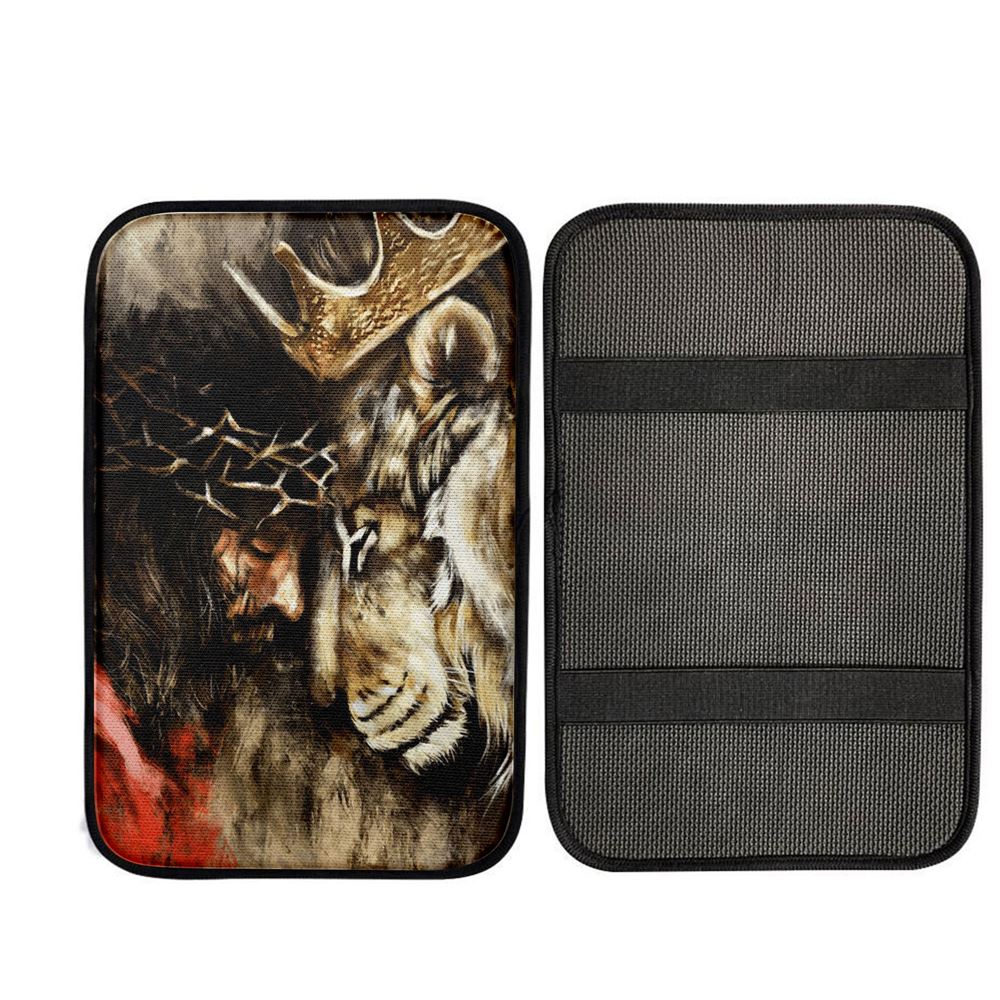 Jesus And Lion Car Center Console Cover, Christ Car Armrest Accessories