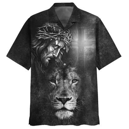 Jesus And Lion Christian Cross Faith Religious Hawaiian Shirt For Men, Christian Hawaiian Shirt, Gift For Christian