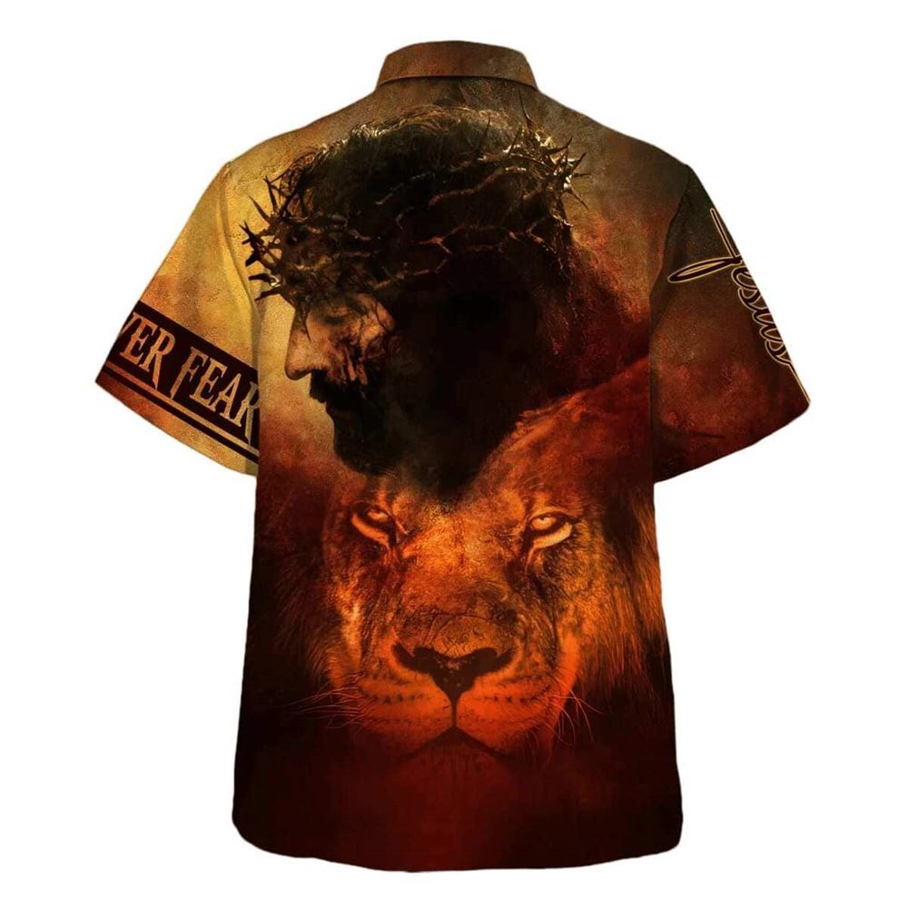 Jesus And Lion Christian Faith Over Fear Hawaiian Shirt For Men, Christian Hawaiian Shirt, Gift For Christian
