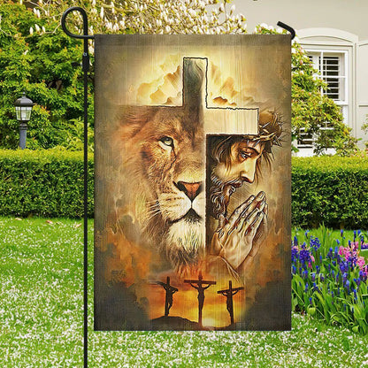 Jesus And Lion, Christian's Flag, Garden Decor, Garden Flag Stand, Christian Flag, Scripture Flag, Garden Banner