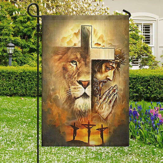 Jesus And Lion, Christian's Flag, Garden Decor, Garden Flag Stand, Christian Flag, Scripture Flag, Garden Banner