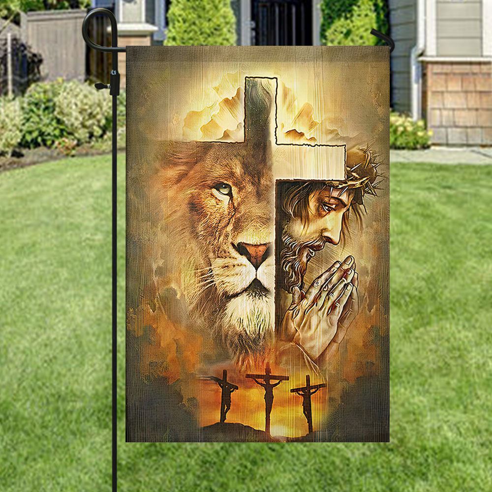 Jesus And Lion, Christian's Flag, Garden Decor, Garden Flag Stand, Christian Flag, Scripture Flag, Garden Banner