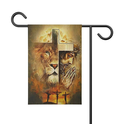 Jesus And Lion, Christian's Flag, Garden Decor, Garden Flag Stand, Christian Flag, Scripture Flag, Garden Banner