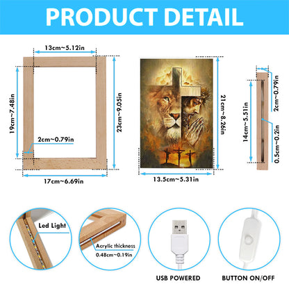 Jesus And Lion Frame Lamp Art - Jesus Frame Lamp Pictures - Christian Night Light