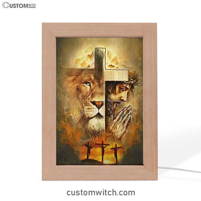 Jesus And Lion Frame Lamp Art - Jesus Frame Lamp Pictures - Christian Night Light