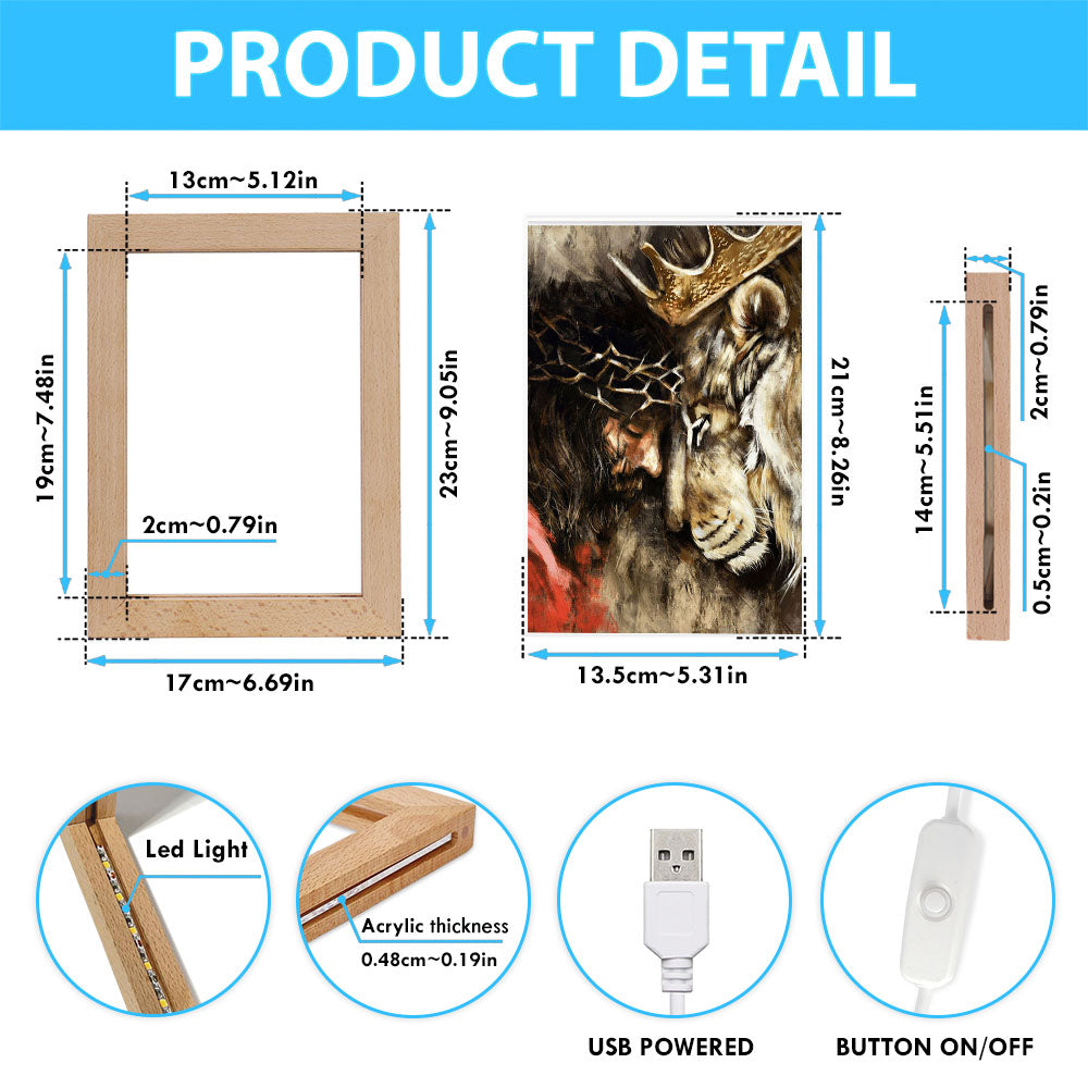 Jesus And Lion Frame Lamp Prints - Jesus Christ Frame Lamp Art - Christian Decor