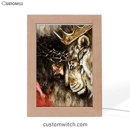 Jesus And Lion Frame Lamp Prints - Jesus Christ Frame Lamp Art - Christian Decor