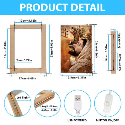 Jesus And Lion Frame Lamp Prints - Lion Frame Lamp Art - Christian Inspirational Frame Lamp