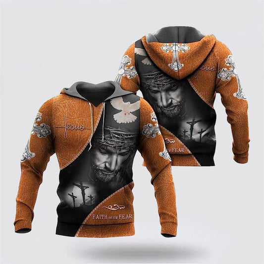 Jesus And Lion Half Face 3D Hoodies For Men Women, God 3D Printed Hoodie, Christian Apparel Hoodies