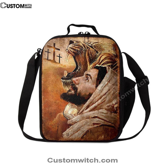 Jesus And Lion Lunch Bag - Lion Lunch Bag, Christian Lunch Box For School, Picnic