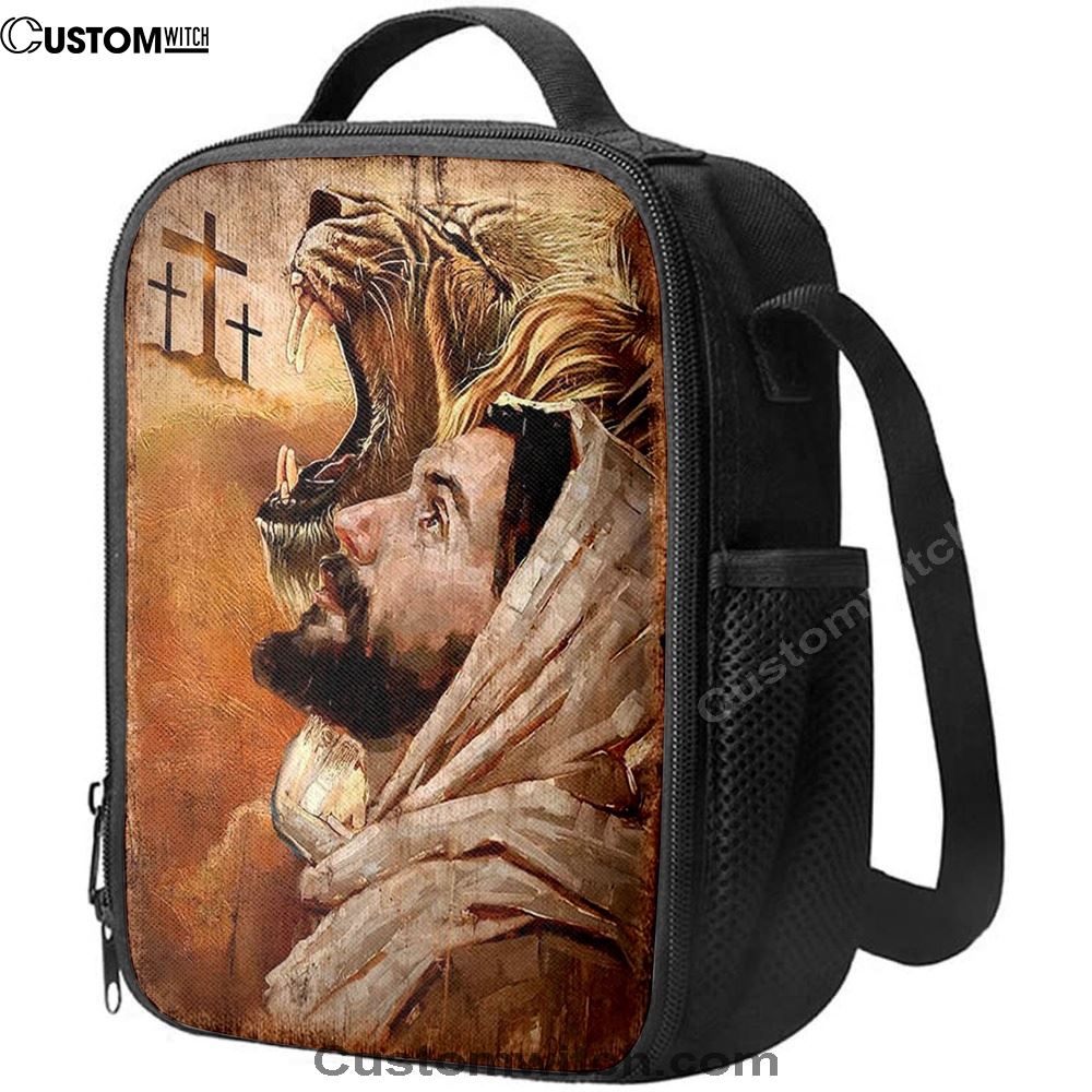 Jesus And Lion Lunch Bag - Lion Lunch Bag, Christian Lunch Box For School, Picnic