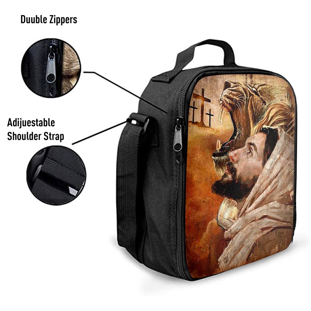 Jesus And Lion Lunch Bag - Lion Lunch Bag, Christian Lunch Box For School, Picnic