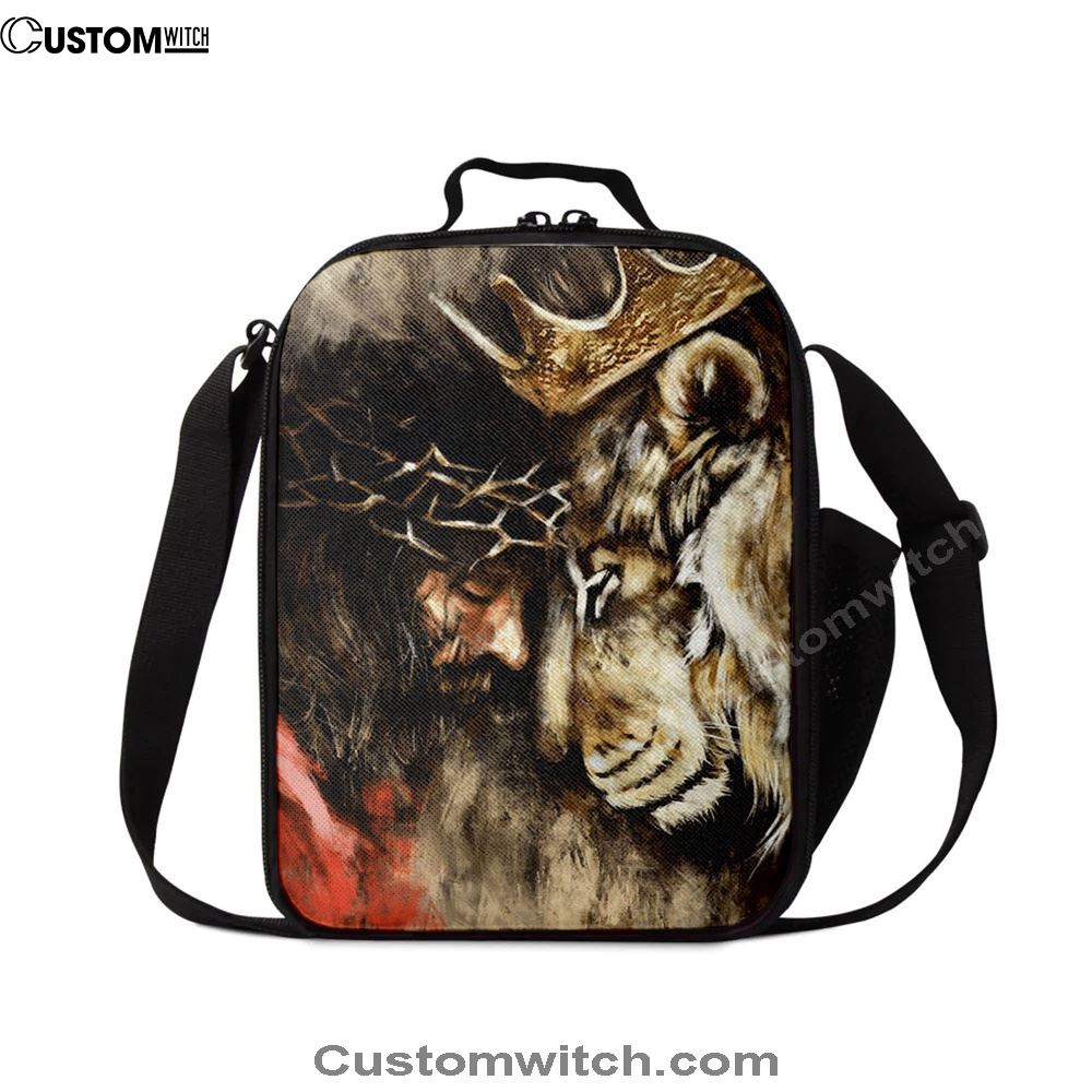 Jesus And Lion Lunch Bag, Lion Lunch Box, Christian Lunch Box For School, Picnic