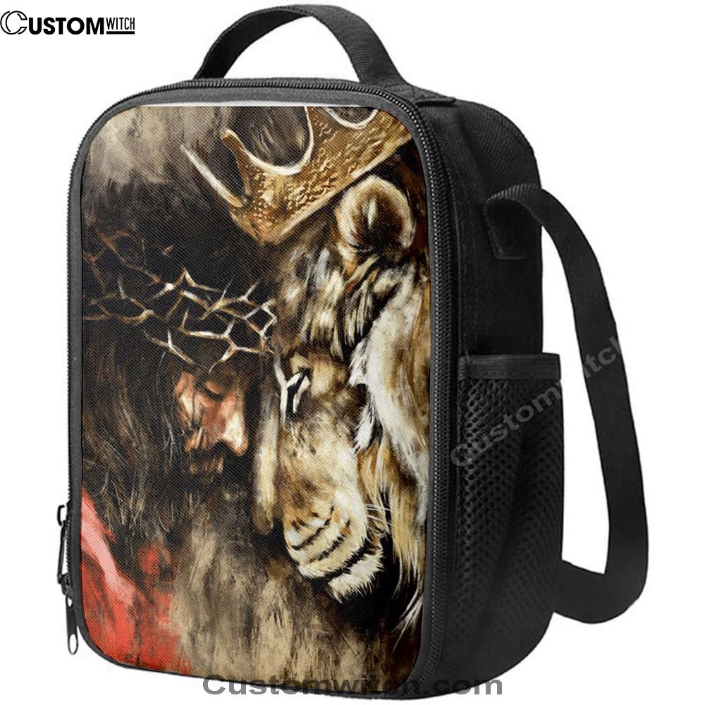 Jesus And Lion Lunch Bag, Lion Lunch Box, Christian Lunch Box For School, Picnic