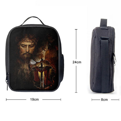 Jesus And Lion Of Judah Amazing Wooden Cross Lunch Bag, Christian Lunch Box For School, Picnic