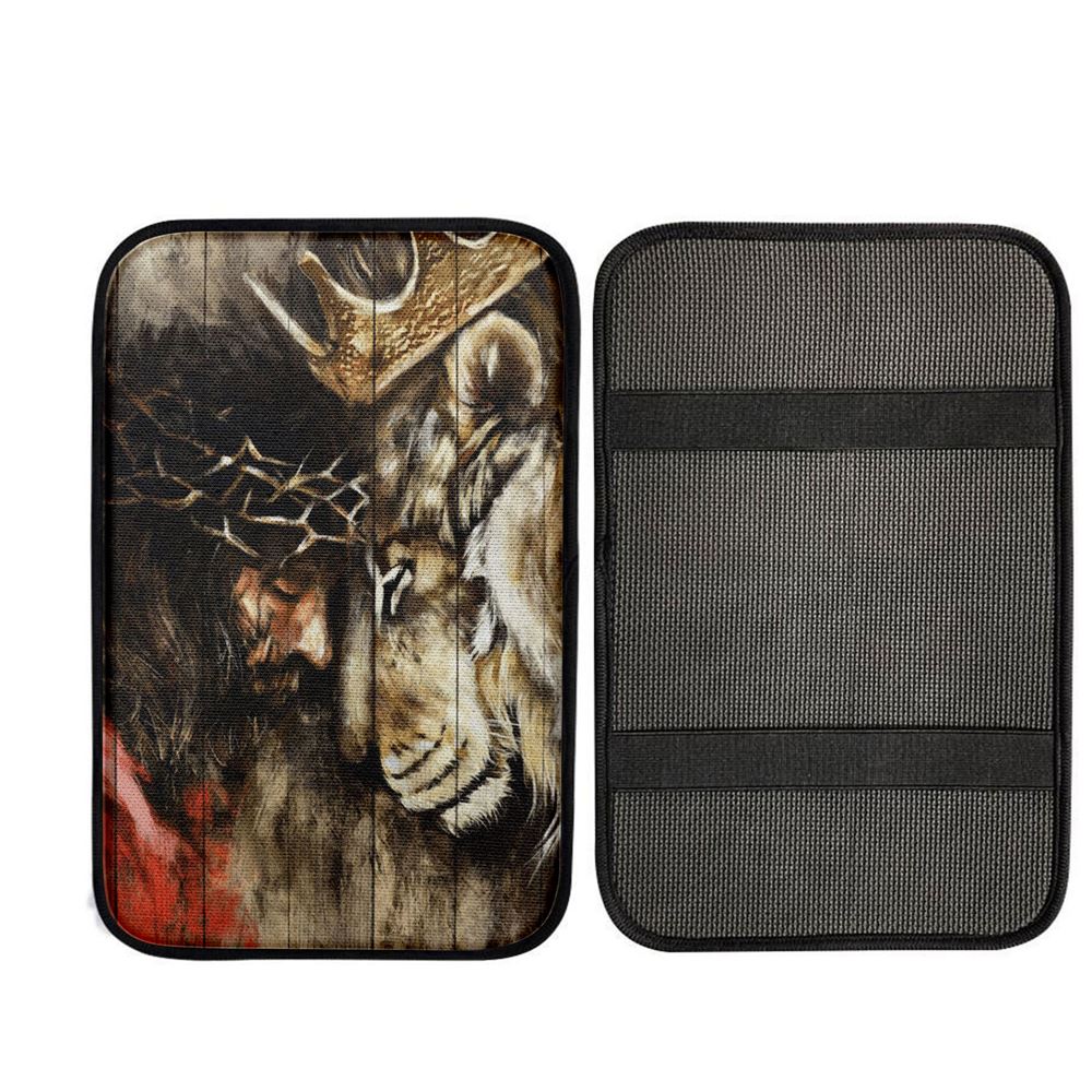 Jesus And Lion Of Judah Car Center Console Cover, Christ Car Armrest Accessories