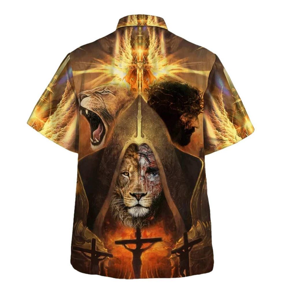 Jesus And Lion Of Judah Christian Hawaiian Shirt For Men, Christian Hawaiian Shirt, Gift For Christian