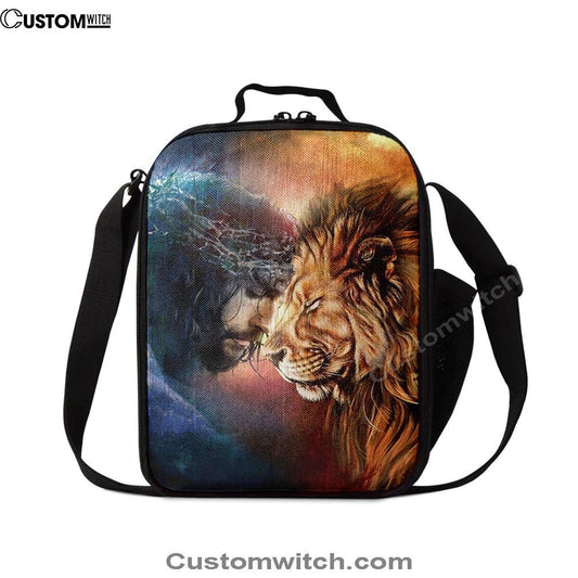 Jesus And Lion Of Judah Lunch Bag, Lion Lunch Bag, Christian Lunch Box For School, Picnic