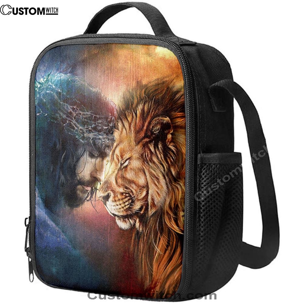 Jesus And Lion Of Judah Lunch Bag, Lion Lunch Bag, Christian Lunch Box For School, Picnic