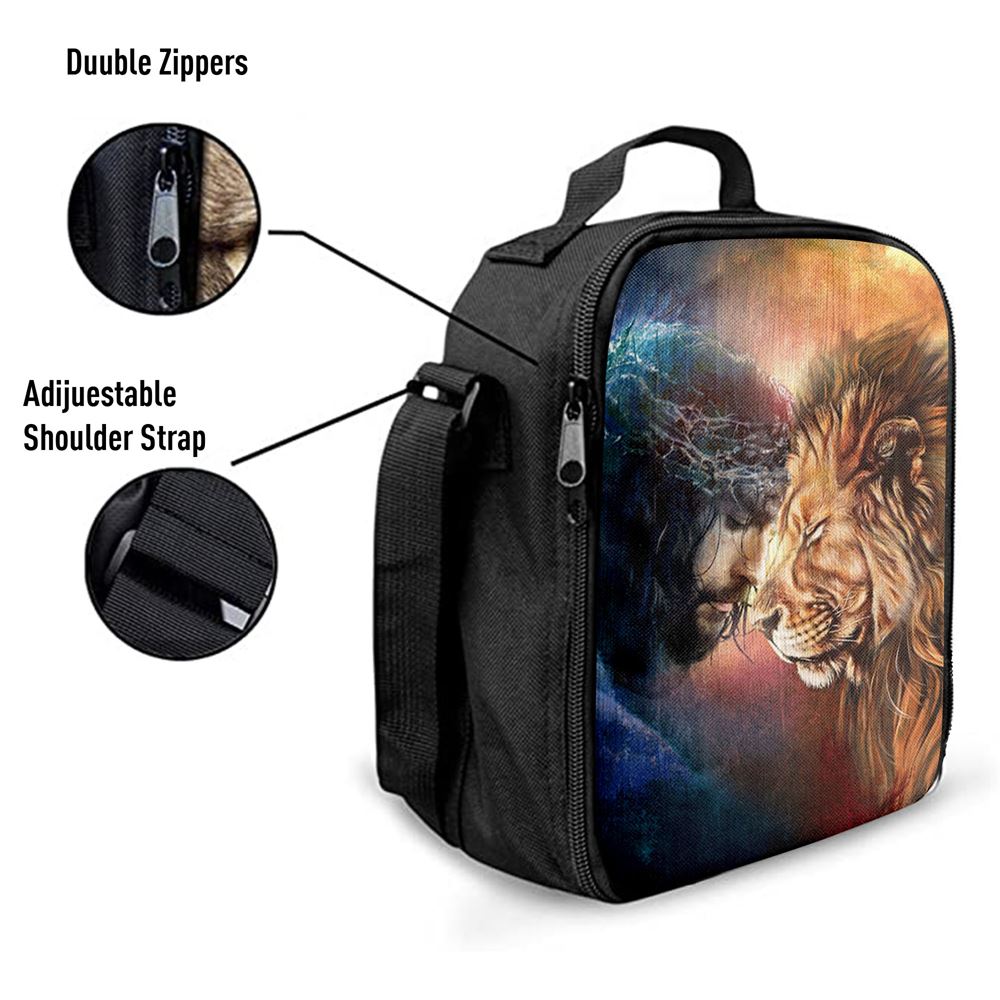 Jesus And Lion Of Judah Lunch Bag, Lion Lunch Bag, Christian Lunch Box For School, Picnic
