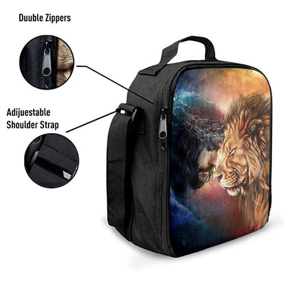 Jesus And Lion Of Judah Lunch Bag, Lion Lunch Bag, Christian Lunch Box For School, Picnic