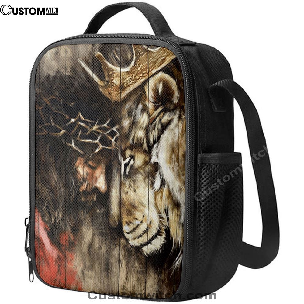 Jesus And Lion Of Judah Lunch Bag, Lion Lunch Box, Christian Lunch Box For School, Picnic