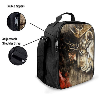 Jesus And Lion Of Judah Lunch Bag, Lion Lunch Box, Christian Lunch Box For School, Picnic