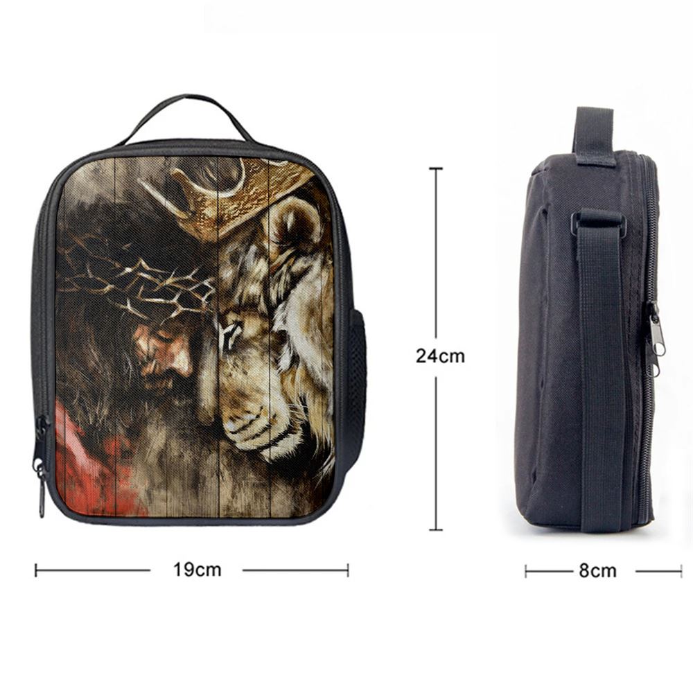 Jesus And Lion Of Judah Lunch Bag, Lion Lunch Box, Christian Lunch Box For School, Picnic