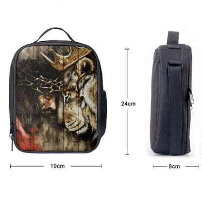 Jesus And Lion Of Judah Lunch Bag, Lion Lunch Box, Christian Lunch Box For School, Picnic