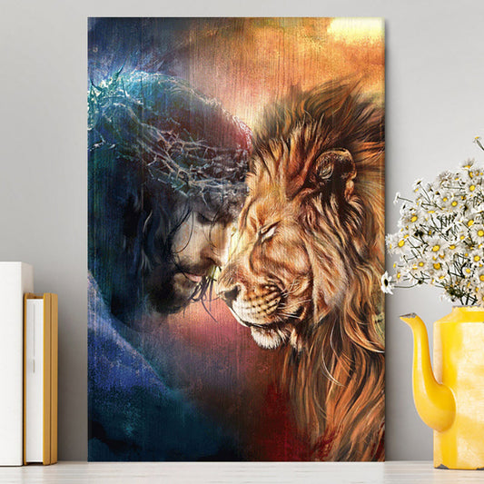 Jesus And Lion Of Judah Wall Art Canvas - Jesus Portrait Canvas Prints - Christian Wall Art