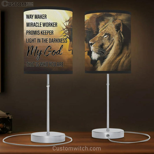 Jesus And Lion Picture - My God That Is Who You Are Table Lamb Gift - Jesus Christ Table Lamb - Christian Table Lamb Prints