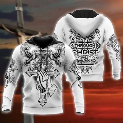 Jesus And Pigeon I Can Do All Thing Through Christ God 3D Hoodie For Man And Women, Jesus Printed 3D Hoodie