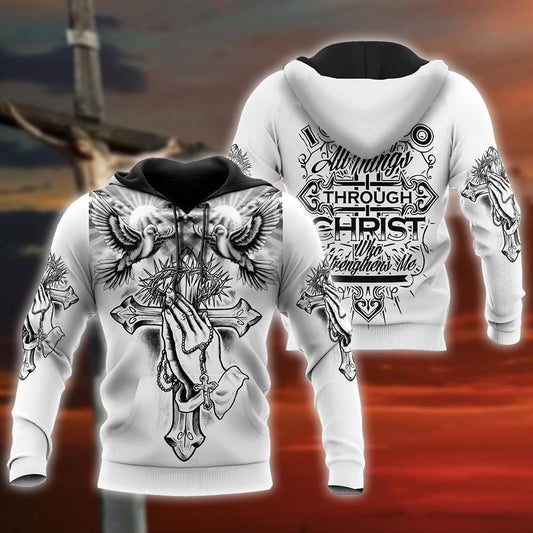 Jesus And Pigeon I Can Do All Thing Through Christ God 3D Hoodie For Man And Women, Jesus Printed 3D Hoodie