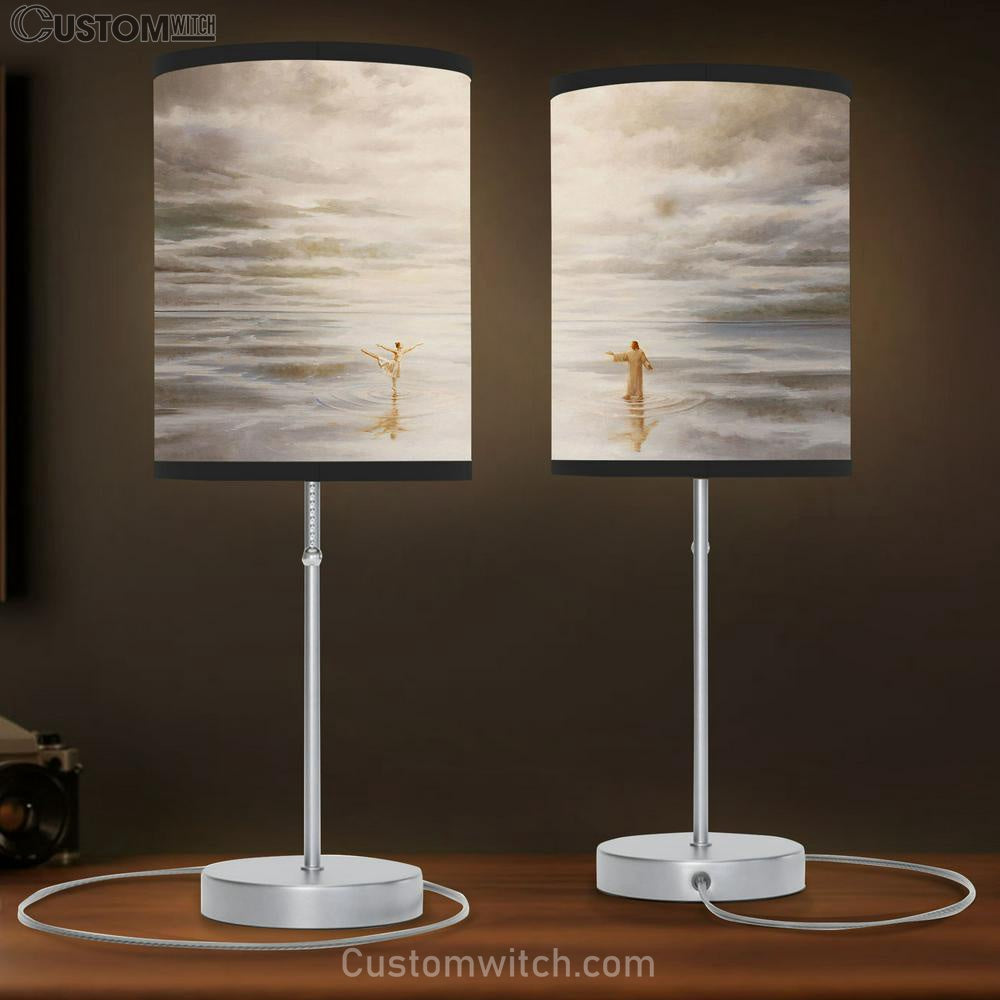 Jesus And The Girl Dancing On The Water Table Lamb Gift - Jesus Table Lamb - Christian Lamb Gift - Jesus Bedroom Decor