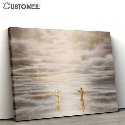 Jesus And The Girl Dancing On The Water Canvas Wall Art - Jesus Canvas - Christian Wall Art - Jesus Wall Decor
