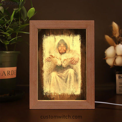 Jesus And The Lambs Art Frame Lamp - Jesus Portrait Frame Lamp Prints - Christian Art