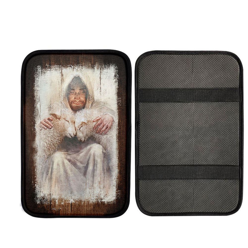 Jesus And The Lambs Car Center Console Cover, Christ Car Armrest Accessories
