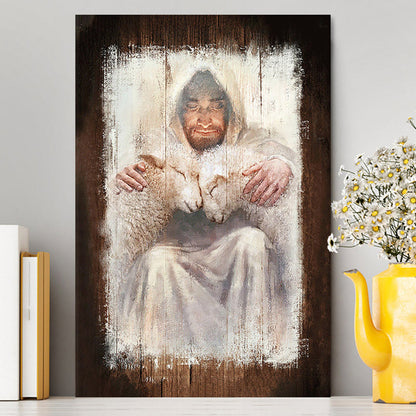 Jesus And The Lambs Wall Art Canvas - Jesus Portrait Canvas Prints - Christian Wall Art