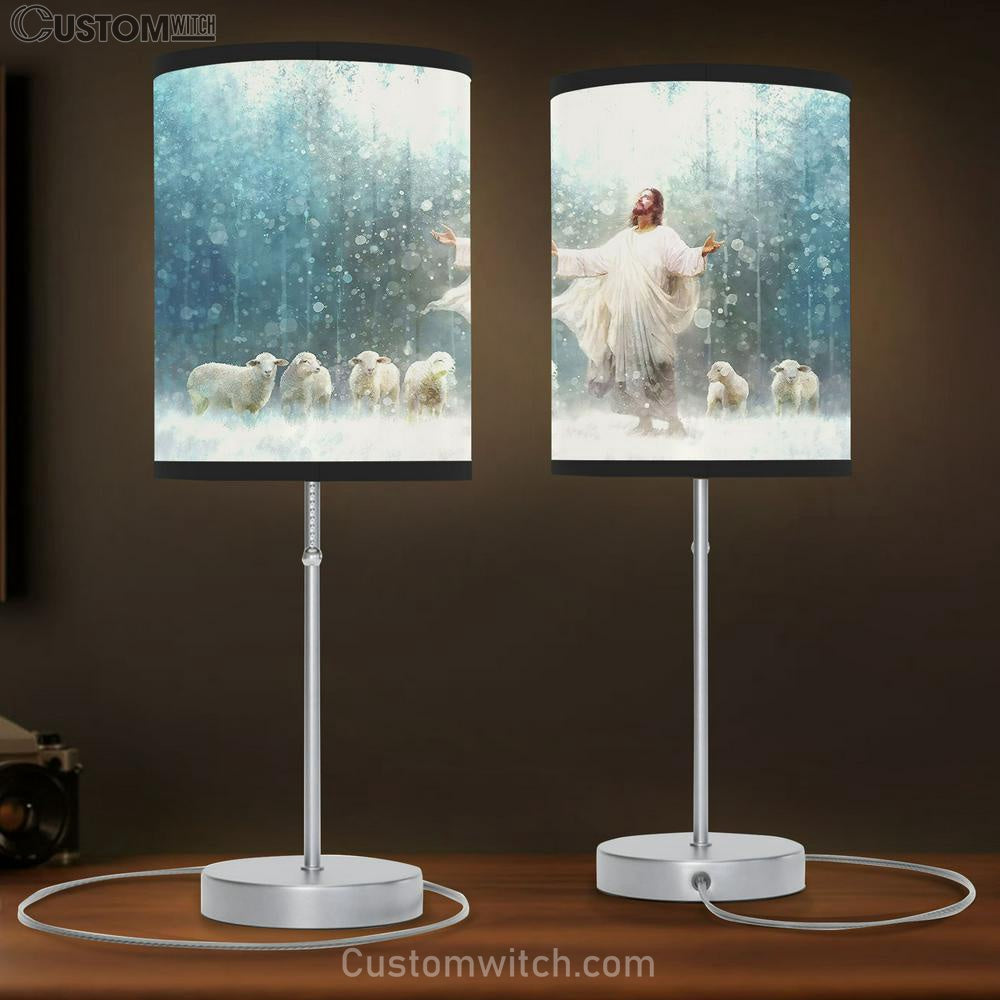 Jesus And The Lamps Table Lamb Gift - Jesus Table Lamb - Christian Lamb Gift - Jesus Bedroom Decor